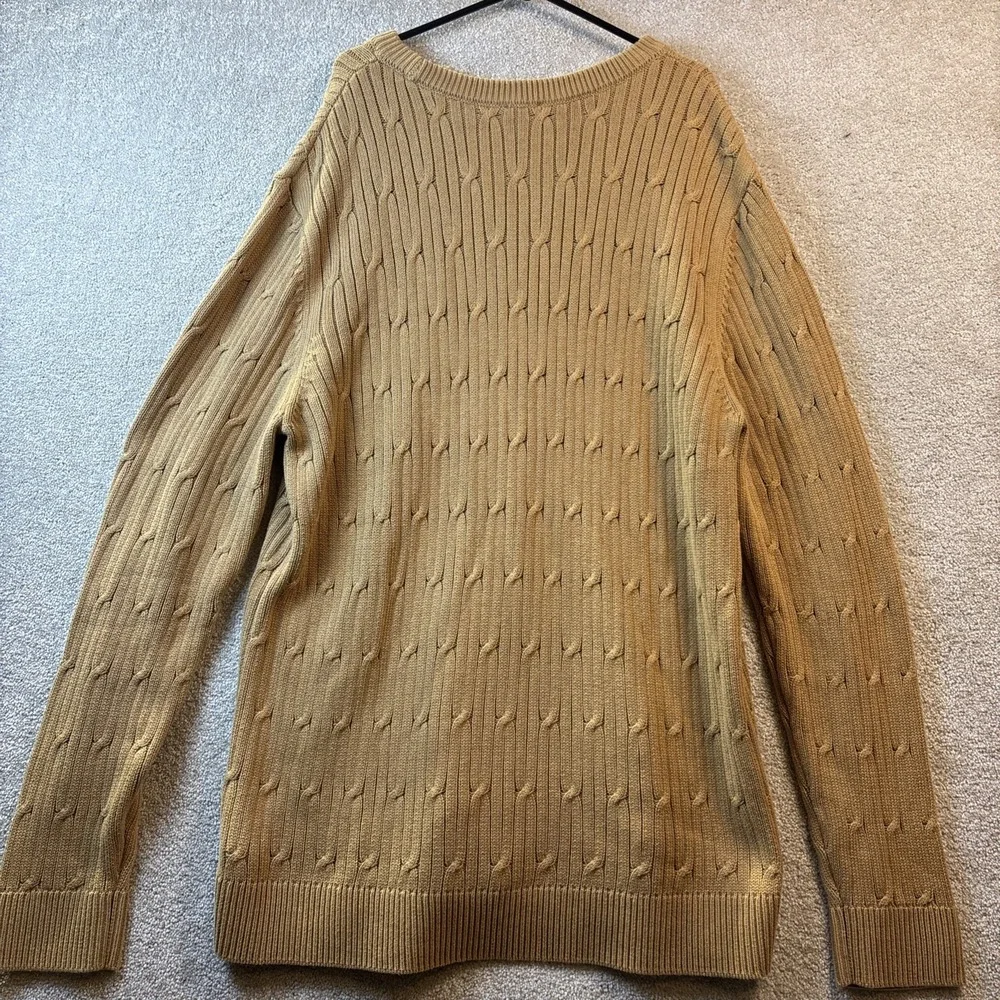 Express Cable Knit‎ Sweater Mens XXL Pecan Tan Brown 100% Cotton Crewneck NWT